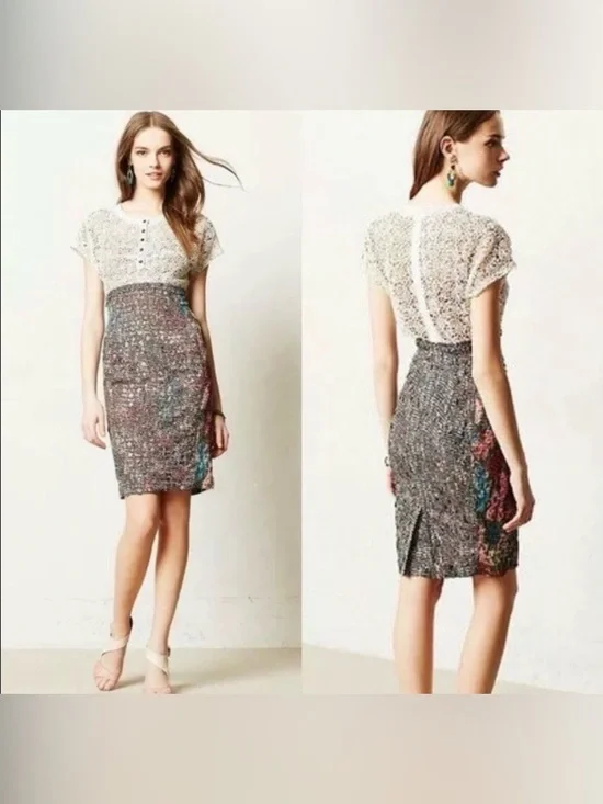 Anthropologie Beguile Byron Lars Lace Study Floral Dress Size 8 - Picture 1 of 6